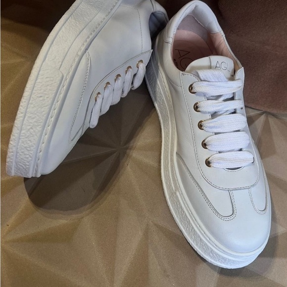 AGL made in Italy Women's White leather casual Sneakers size Eu 41 US 11 - Picture 7 of 11